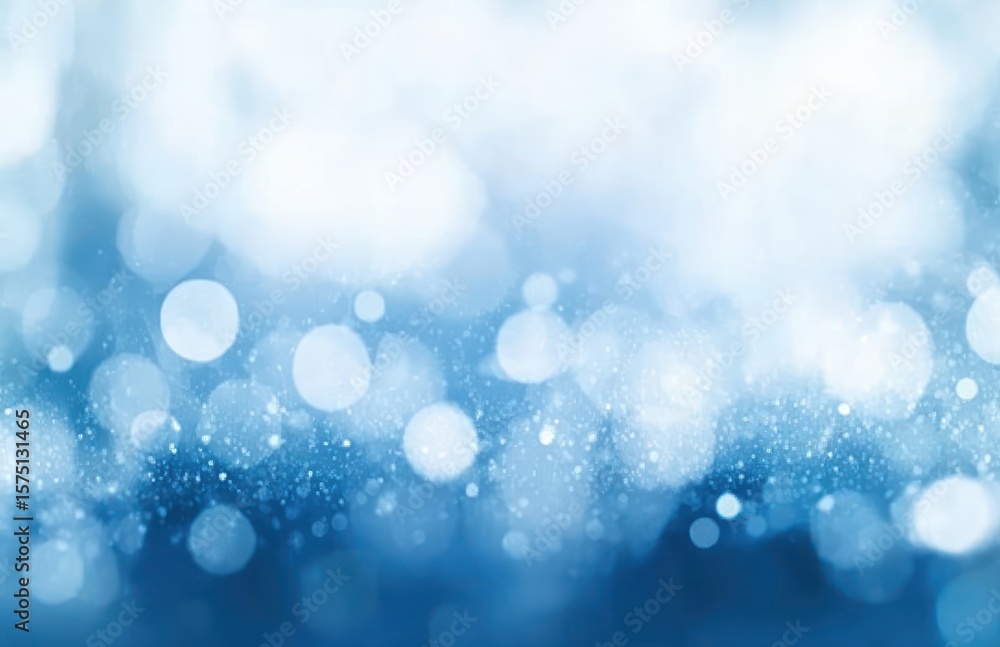 Poster abstract blue and white bokeh lights creating a soft, dreamy, and tranquil atmosphere with circular 