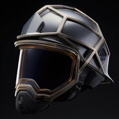 Fototapeta premium Futuristic helmet with intricate geometric design.