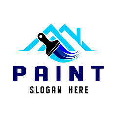 creative, elegant and simple house paint brush logo vector illustration