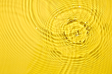 Texture of water drops on yellow background, closeup