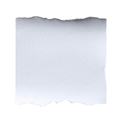 A piece of white torn paper with a rough texture is isolated on transparent background