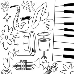 Music illustration for jazz performance. Vinyl cover. Party event poster