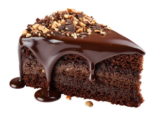 Moist chocolate cake drenched in rich chocolate sauce, topped with chopped nuts and chocolate bits for a crunchy and indulgent treat.