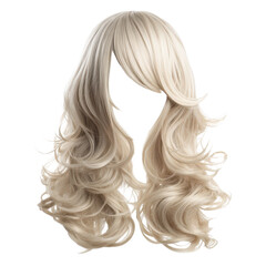 Naklejka premium Luxurious Long Wavy Blonde Wig Isolated on Transparent Background