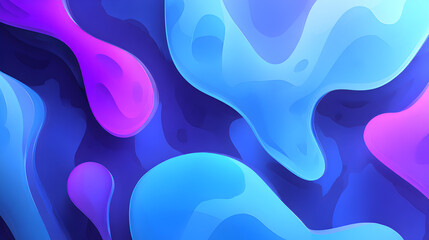 Abstract fluid shapes in vibrant blue and purple colors create a dynamic background design
