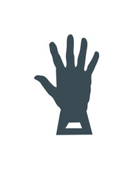 Silhouette of a hand, showing five fingers, against a white background.