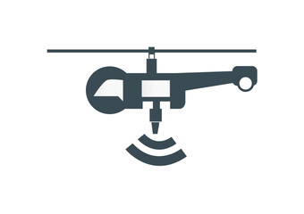 Simple illustration of a helicopter with a radar signal emanating below.