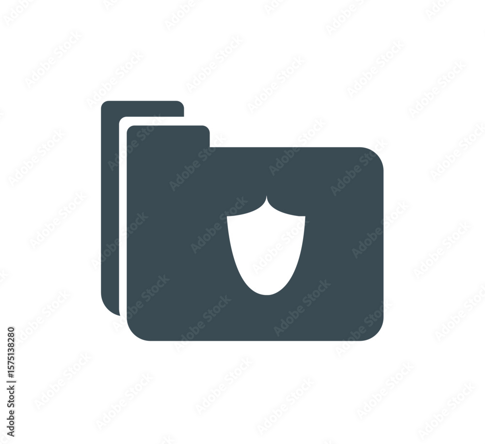 Poster a stylized icon depicting a folder with a shield symbol, representing security.