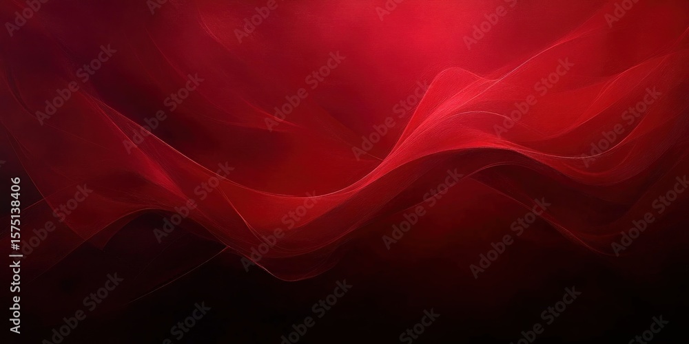Poster abstract flowing red silk or smoke waves over a black background creating a sense of movement and de