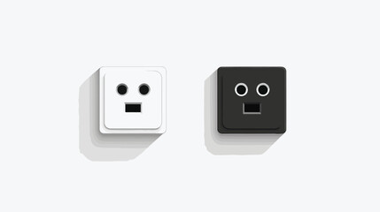 Modern Black and White Plug and Socket Vector Icon