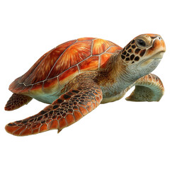 Vibrant Sea Turtle Swimming Gracefully on a white background.