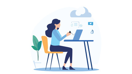 Confident Businesswoman Working at Desk in Office Setting