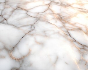 Close-up view of white marble surface with natural light brown veins and smooth polished texture