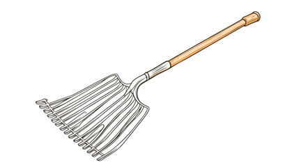 Simple and Elegant Rake Line Art Vector Isolated on White Background