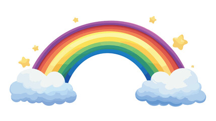 Vibrant Rainbow with Fluffy Clouds - Perfect for Children's Designs