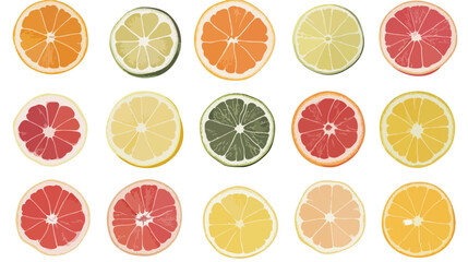 Fototapeta premium Realistic Citrus Fruits Set with Lemon Lime Orange Slices
