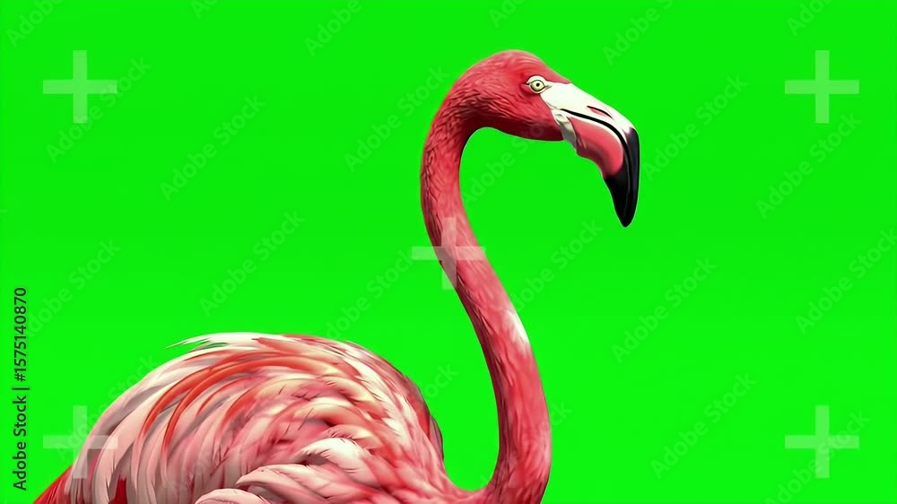 Poster 3d render flamingo isolated on green screen chroma perfect for compositing and visual effects work w