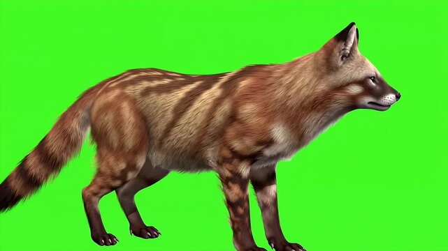 3D Render Dhole Isolated on Green Screen in High Angle Medium Shot