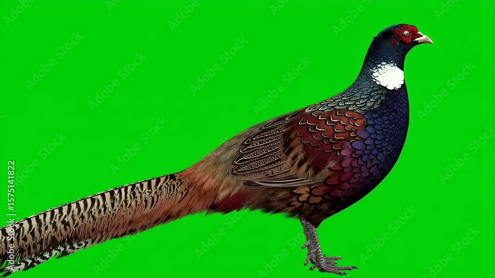 Poster 3d render of a great argus bird isolated on green screen for compositing and visual effects