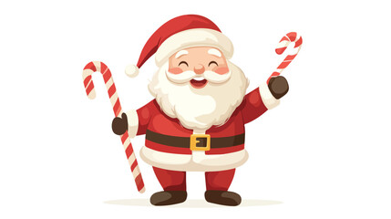 Smiling Santa Claus with Candy Cane Icon Vector