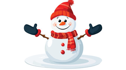 Snowman with Hat, Scarf, and Gloves Isolated on White Background