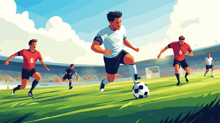 Soccer Players in Action at Stadium
