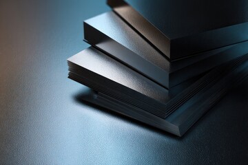 A close up shot of a stack of metal sheets with a dark and moody lighting creating a modern look and feel