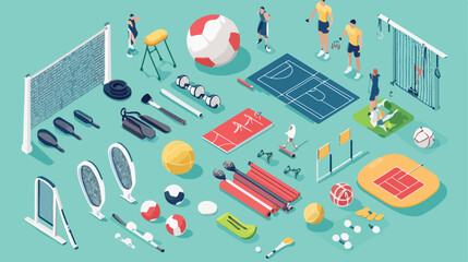 Dynamic Sport Isometric Vector Illustration Set for Designers