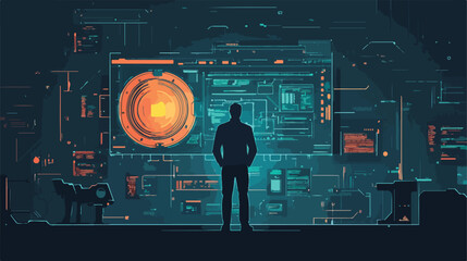 Technical Error Flat Vector Illustration Center