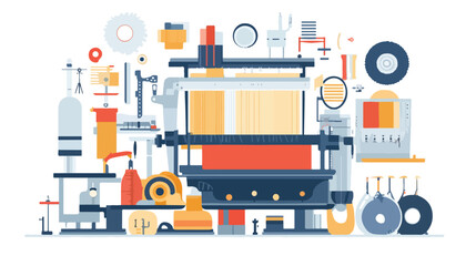 Modern Textile Industry Flat Icons Vector Illustration