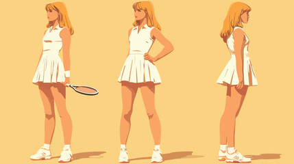 Tennis Girl Flat Vector Illustration - Centered Sports Design