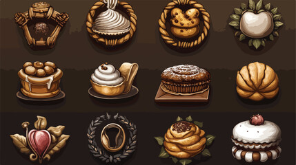Vintage Bakery Emblems Flat Vector Set for Commercial Use