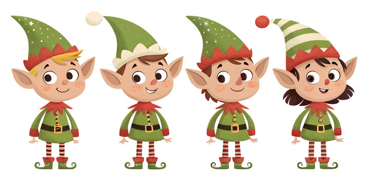 various elf collections isolated on transparent background