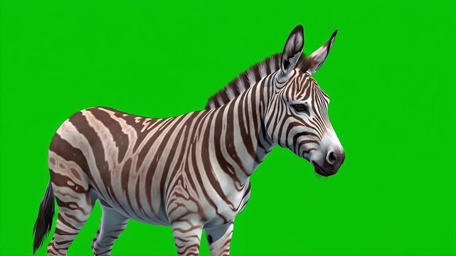 3D Render of a Zonkey Isolated on Green Screen Chroma Key Background