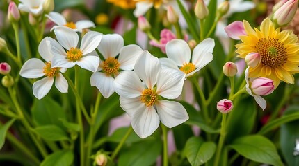 Beautiful spring flowers in the garden closeup nature.