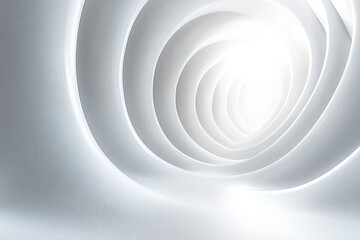 Fototapeta premium Smooth white spiral tunnel with soft glowing light creating a futuristic and calming atmosphere