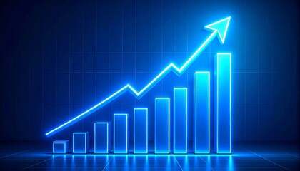 Growth chart business strategy up arrow graph finance stock market or increase money profit diagram on financial concept success economy investment background with digital progress trade bar target