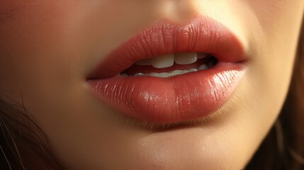 Fototapeta premium Close-Up of Natural Lips in Studio Lighting