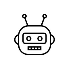 A minimalist, linear outline of a futuristic robot head, evoking the essence of advanced technology and artificial intelligence. A clean, graphic representation that speaks to the innovation.