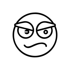 A minimalistic emoji embodies skepticism, using a circular design to show a mood of doubt, suspicion, or lack of belief, conveying subtle expressions to a wide range of applications.