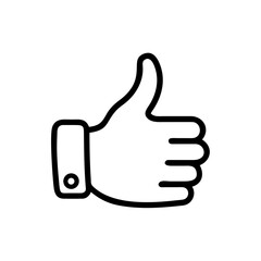 A simple, stylized thumbs-up gesture of approval or agreement, a symbol of positivity and endorsement.