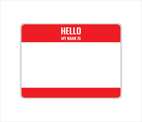 Blank Red and White Name Tag Template for Customization or Personal Use