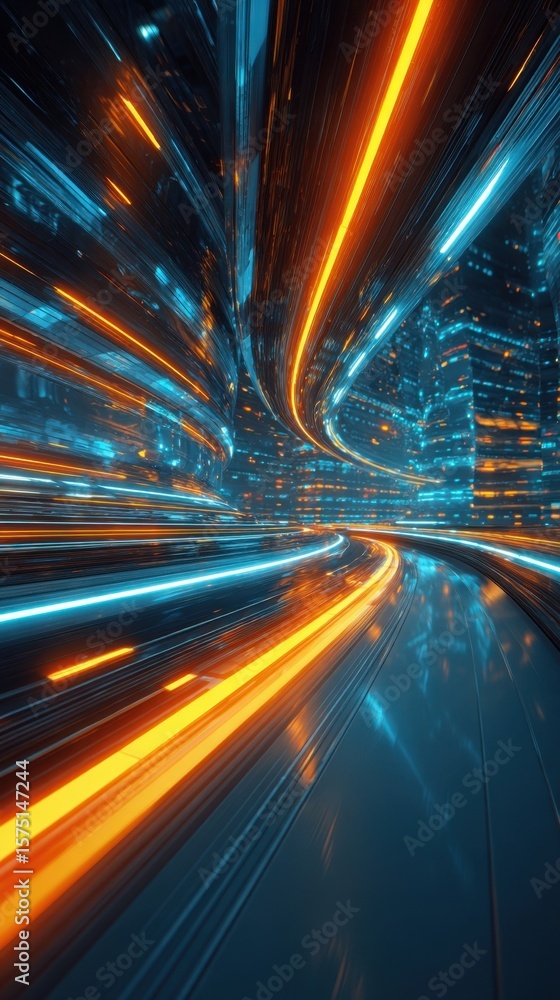 Poster experience the thrill of the digital frontier as vibrant energy streams cascade through a futuristic