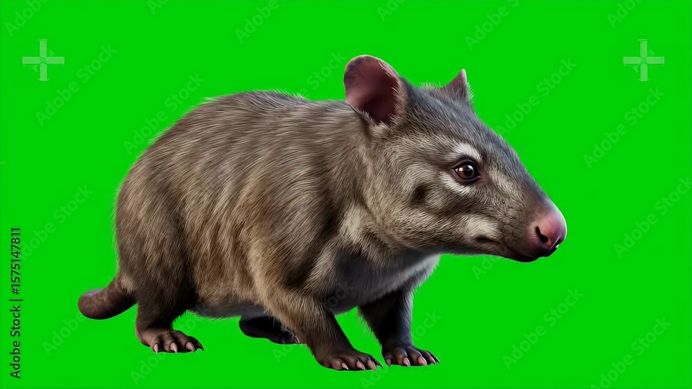 Poster detailed 3d render of a numbat isolated on green screen chroma key background for easy compositing a