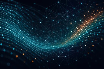Fototapeta premium Dynamic digital information flow visualization with interconnected data networks
