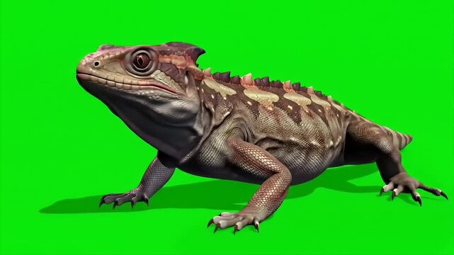 Detailed 3D Render of Basilisk Lizard Isolated On Green Screen For Chroma Keying Perfect for Educational Content
