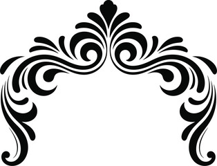 Elegant black swirl flourish ornament with scrollwork and leaf motifs