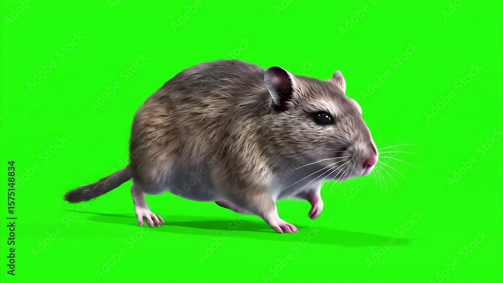 Poster detailed 3d render of gerbil isolated on green screen background perfect for compositing and digital