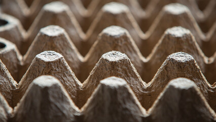 Close up of an egg carton box, shallow depth of field