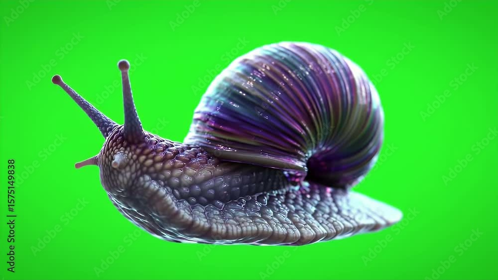 Poster detailed 3d rendered snail isolated on green screen chroma key background for visual effects and com
